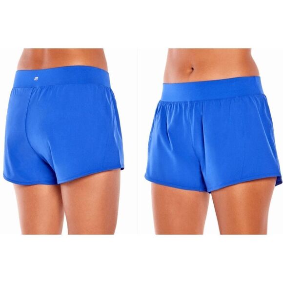 Marika Ashely Waistband Woven Shorts SURF THE WEB Blue S - Picture 1 of 7
